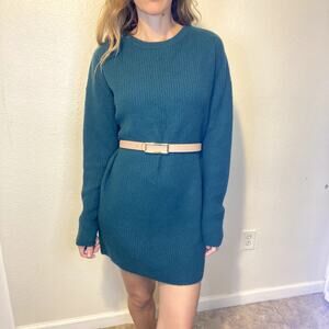 OGD One Grey Day Revolve Teal Green 100% Cashmere Sweater Dress Size Small NWT